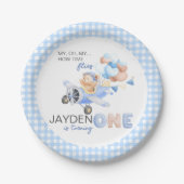 Schattigee pastel blauw bruin Baby Beer draaien ee Papieren Bordje (Voorkant)