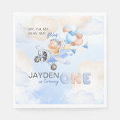 Schattigee pastel blauw bruin Baby Beer draaien ee Servet (Voorkant)