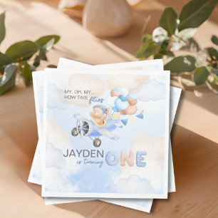 Schattigee pastel blauw bruin Baby Beer draaien ee Servet