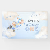 Schattigee pastel blauw bruin Baby Beer draaien ee Spandoek (Horizontaal)