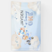 Schattigee pastel blauw bruin Baby Beer draaien ee Spandoek (Verticaal)