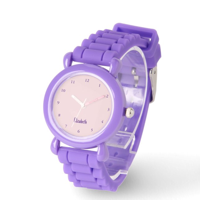 Schattigee pastel Bleke roze en Paarse naam Horloge (Hoek)