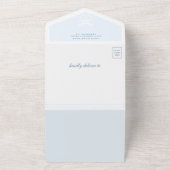 Schattigee Pastel Blue Coquette Bow Baby shower All In One Uitnodiging (Buitenkant)