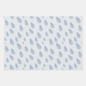 Schattigee Pastel Blue & Cream Raindrop Waterverf Inpakpapier Vel (Voorkant 2)