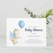 Schattigee Pastel Blue Dragon Boy Baby shower Kaart (Staand voorkant)