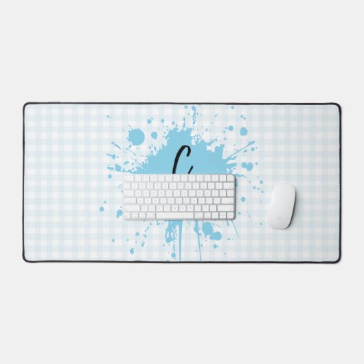 Schattigee Pastel Blue Gingham Pattern Desk Mat (Keyboard & Muis)
