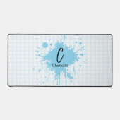 Schattigee Pastel Blue Gingham Pattern Desk Mat (Voorkant)