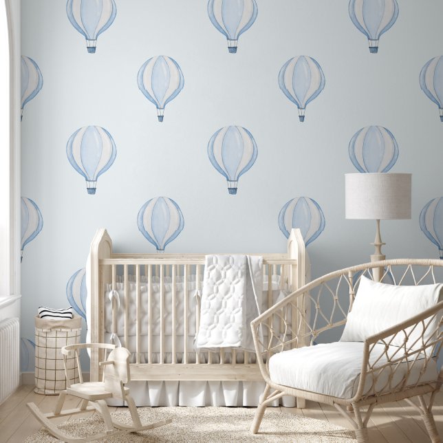 Schattigee Pastel Blue Hete Luchtballon Baby Boy N Behang (Kinderen)