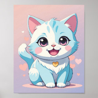Schattigee Pastel Blue Kitten - Schattig Kwekerij Poster