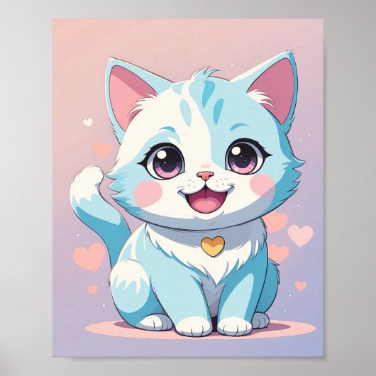 Schattigee Pastel Blue Kitten - Schattig Kwekerij Poster (Voorkant)