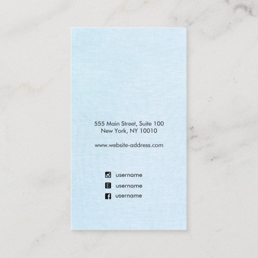 Schattigee Pastel Blue Script Earring Display Visitekaartje (Achterkant)