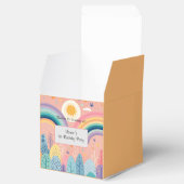 Schattigee Pastel Boho Regenboog & Zon Boven Bos Bedankdoosjes (Geopend)