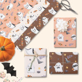 Schattigee Pastel Brown Boo Ghost Halloween Inpakpapier Vel