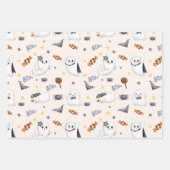 Schattigee Pastel Brown Boo Ghost Halloween Inpakpapier Vel (Voorkant 2)