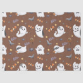 Schattigee Pastel Brown Boo Ghost Halloween Tissuepapier (Voorkant)