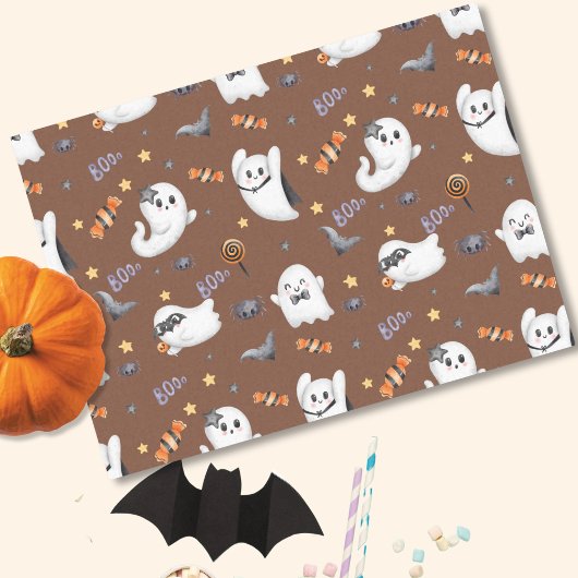 Schattigee Pastel Brown Boo Ghost Halloween Tissuepapier