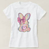 Schattigee Pastel Bunny Bow T-shirt (Design voorkant)