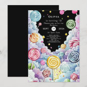 Schattigee Pastel Candyland Verjaardag Kaart (Voorkant / Achterkant)