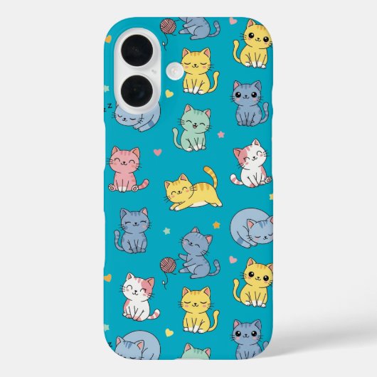 Schattigee Pastel Cartoon Cats Patroon Telefoonhoe Case-Mate iPhone Case (Achterkant)