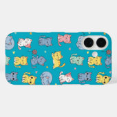 Schattigee Pastel Cartoon Cats Patroon Telefoonhoe Case-Mate iPhone Case (Achterkant (horizontaal))