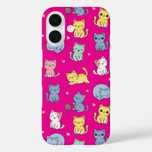 Schattigee Pastel Cartoon Cats Patroon Telefoonhoe Case-Mate iPhone Case (Achterkant)