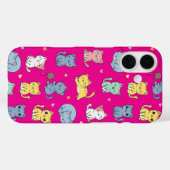 Schattigee Pastel Cartoon Cats Patroon Telefoonhoe Case-Mate iPhone Case (Achterkant (horizontaal))