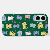 Schattigee Pastel Cartoon Cats Patroon Telefoonhoe Case-Mate iPhone Case (Achterkant (horizontaal))