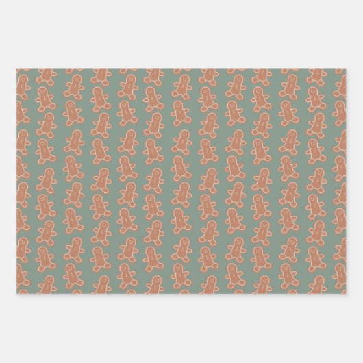 Schattigee Pastel Cartoon Gingerbread Man Kerst Inpakpapier Vel (Voorkant)