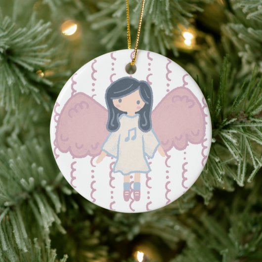 Schattigee Pastel Christmas Angel Aangepast Jaar Keramisch Ornament (Boom)