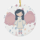 Schattigee Pastel Christmas Angel Aangepast Jaar Keramisch Ornament (Voorkant)