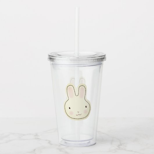 Schattigee pastel crème bunny cartoon illustratie  acryl drinkbeker (Voorkant)