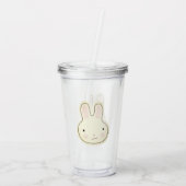 Schattigee pastel crème bunny cartoon illustratie  acryl drinkbeker (Achterkant)