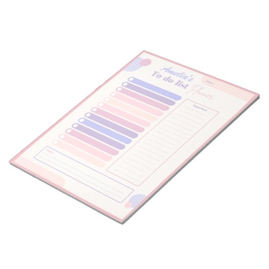 Schattigee pastel dagelijkse planner gepersonalise notitieblok (Schuin)