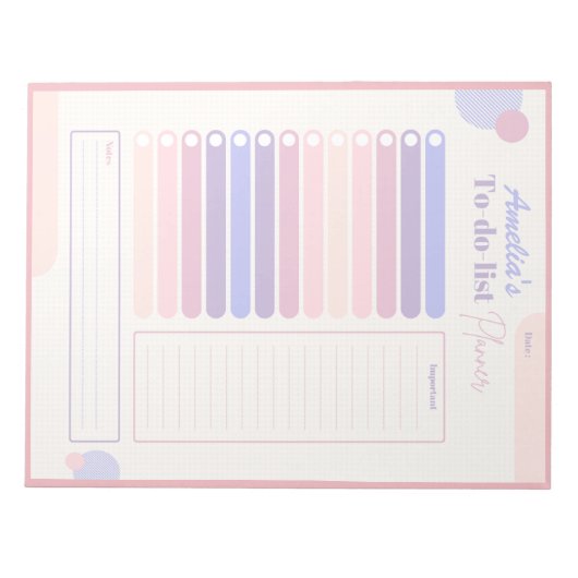 Schattigee pastel dagelijkse planner gepersonalise notitieblok (Voorkant)
