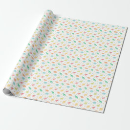 Schattigee pastel dino verjaardagscadeau wrap cadeaupapier