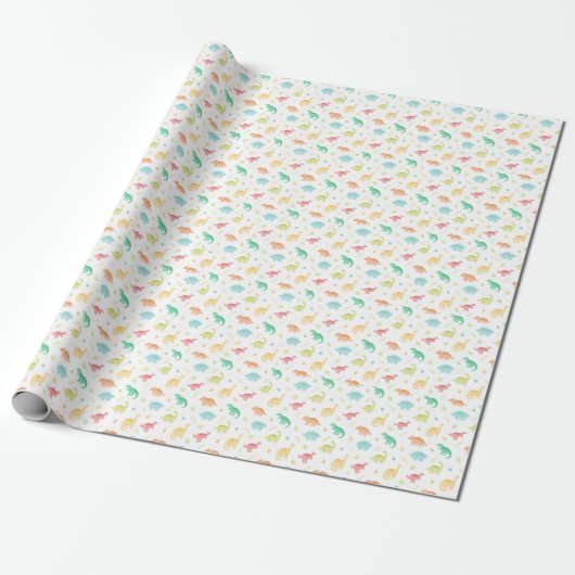 Schattigee pastel dino verjaardagscadeau wrap cadeaupapier (Uitgerold)