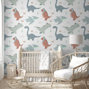 Schattigee Pastel Dinosaur Baby Nursery Peel & Sti Behang