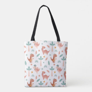 Schattigee Pastel Dinosaurus Canvas tas – grillig