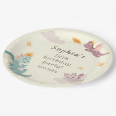 Schattigee Pastel Dragon Kids verjaardagsfeestje Papieren Bordje (Gekanteld)