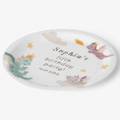 Schattigee Pastel Dragon Kids verjaardagsfeestje Papieren Bordje (Gekanteld)