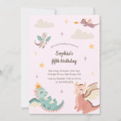 Schattigee Pastel Dragons Kids Verjaardagsfeest Kaart (Voorkant)