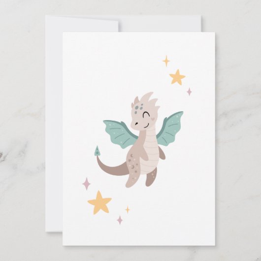 Schattigee Pastel Dragons Kids Verjaardagsfeest Kaart (Achterkant)