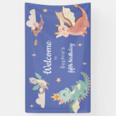 Schattigee Pastel Dragons Kids Verjaardagsfeest Spandoek (Verticaal)