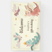 Schattigee Pastel Dragons Kids Verjaardagsfeest Spandoek (Verticaal)