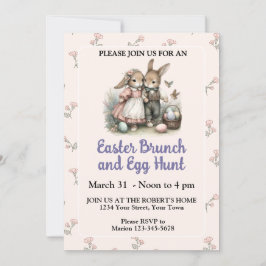 Schattigee Pastel Easter Egg Hunt en Brunch Uitnod Kaart