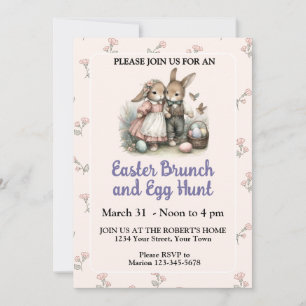 Schattigee Pastel Easter Egg Hunt en Brunch Uitnod Kaart