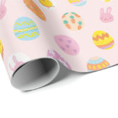 Schattigee Pastel Easter Eggs Pattern Pink Cadeaupapier (Rol Hoek)