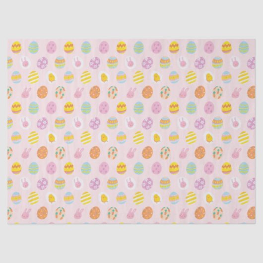 Schattigee Pastel Easter Eggs Pattern Pink Tissuepapier (Voorkant)