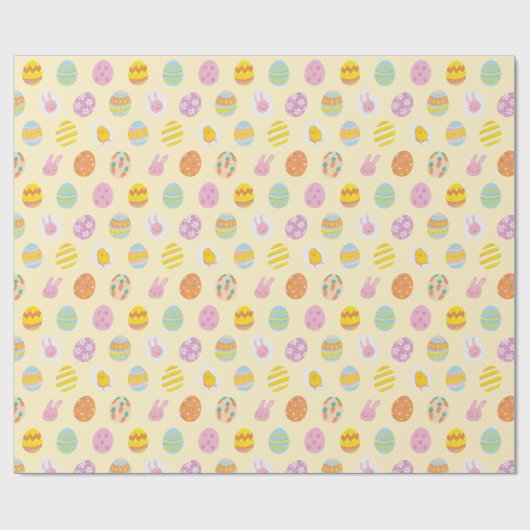 Schattigee Pastel Easter Eggs Pattern Spring Yello Cadeaupapier (Vlak)
