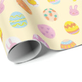 Schattigee Pastel Easter Eggs Pattern Spring Yello Cadeaupapier (Rol Hoek)